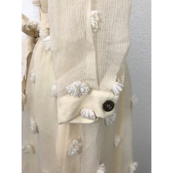 Listicle Melena Semi Sheer Pom Pom Belted Midi Shirt Dress - Picture 9 of 12